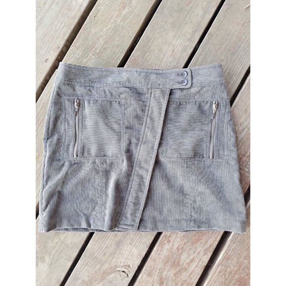 Hennes Y2K Corduroy Women's Size 10 Gray Midi Skirt Lined Pockets - Picture 1 of 2